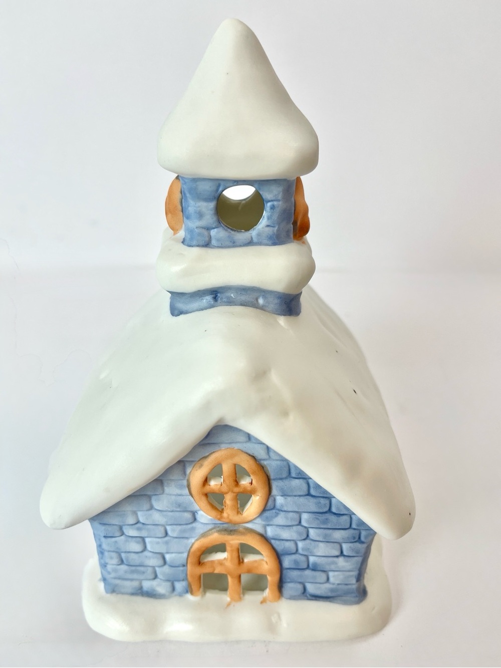 PARTYLITE BLUE CERAMIC TEALITE CHURCH